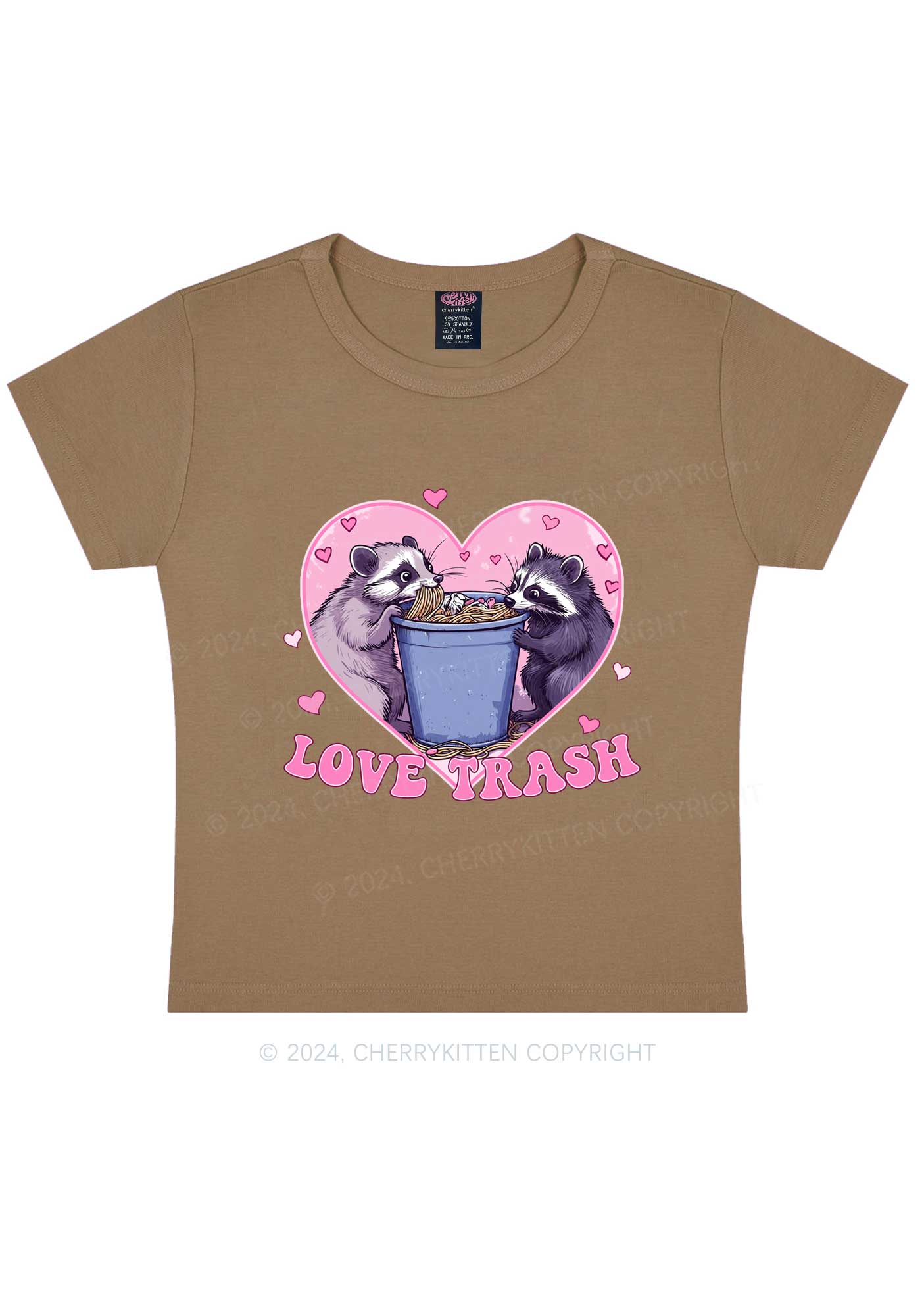 Love Trash Raccoon Y2K Valentine's Day Baby Tee Cherrykitten