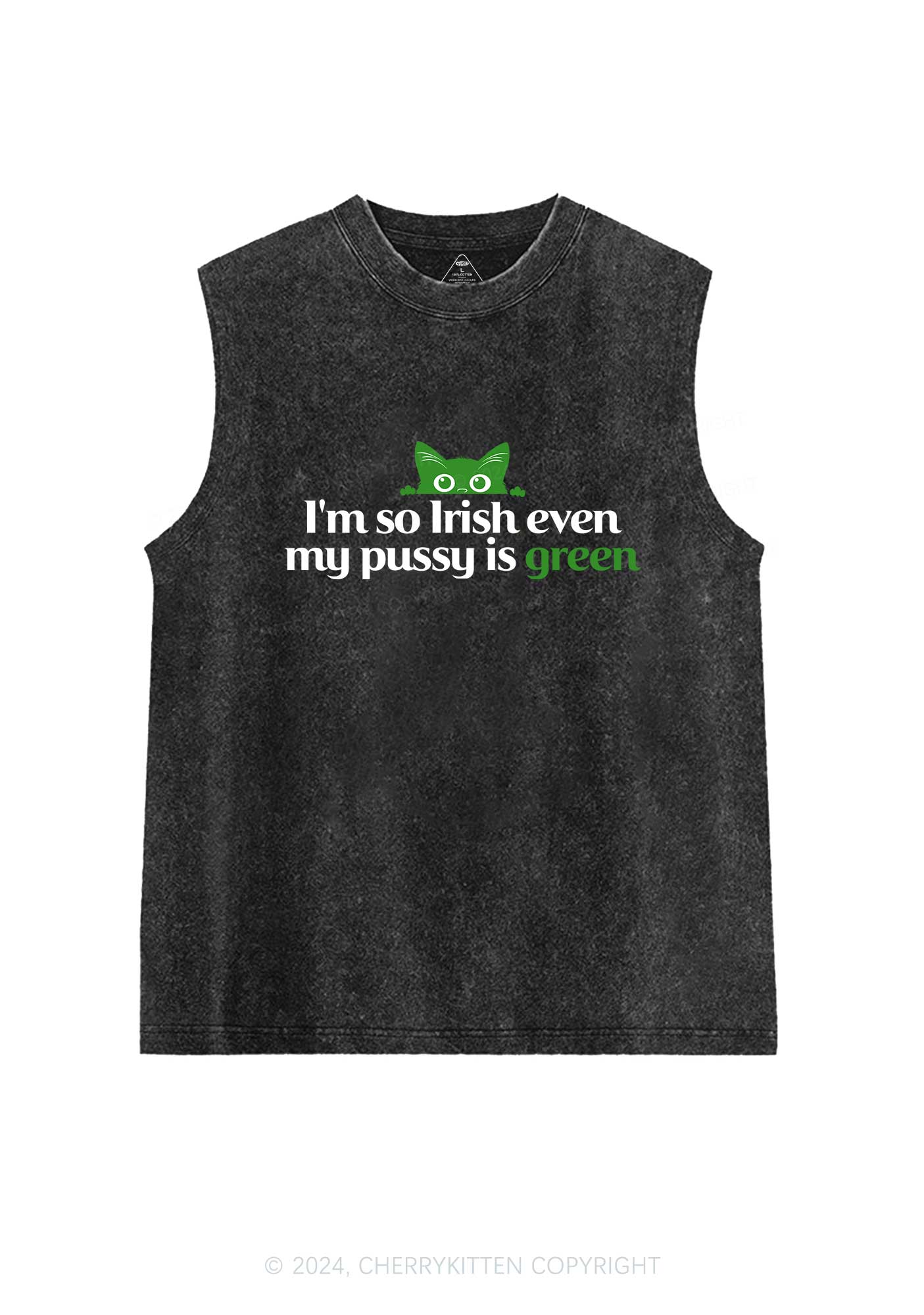 Green Puxxy St Patricks Y2K Washed Tank Cherrykitten