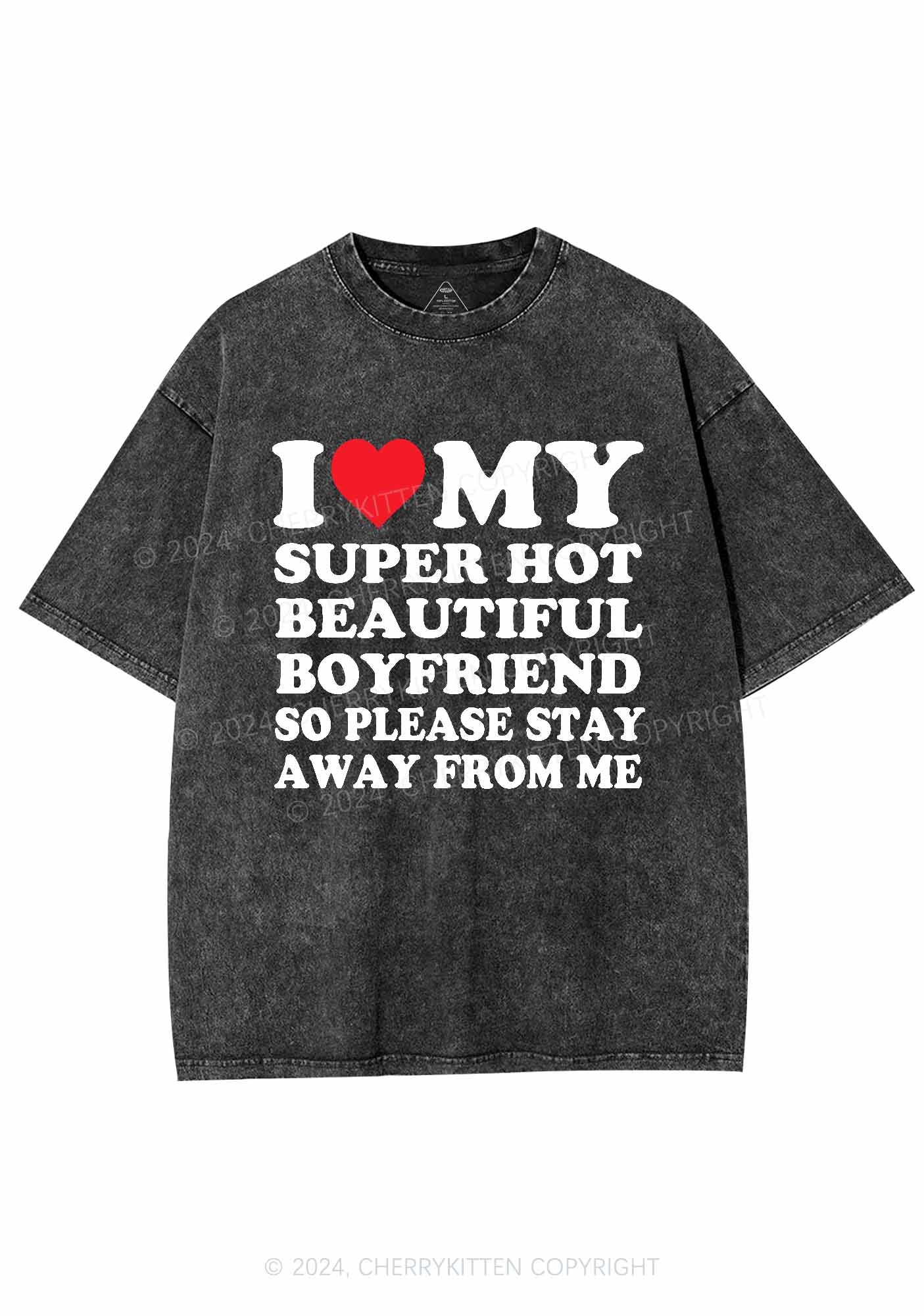 My Super Hot Boyfriend Y2K Valentine's Day Washed Tee Cherrykitten