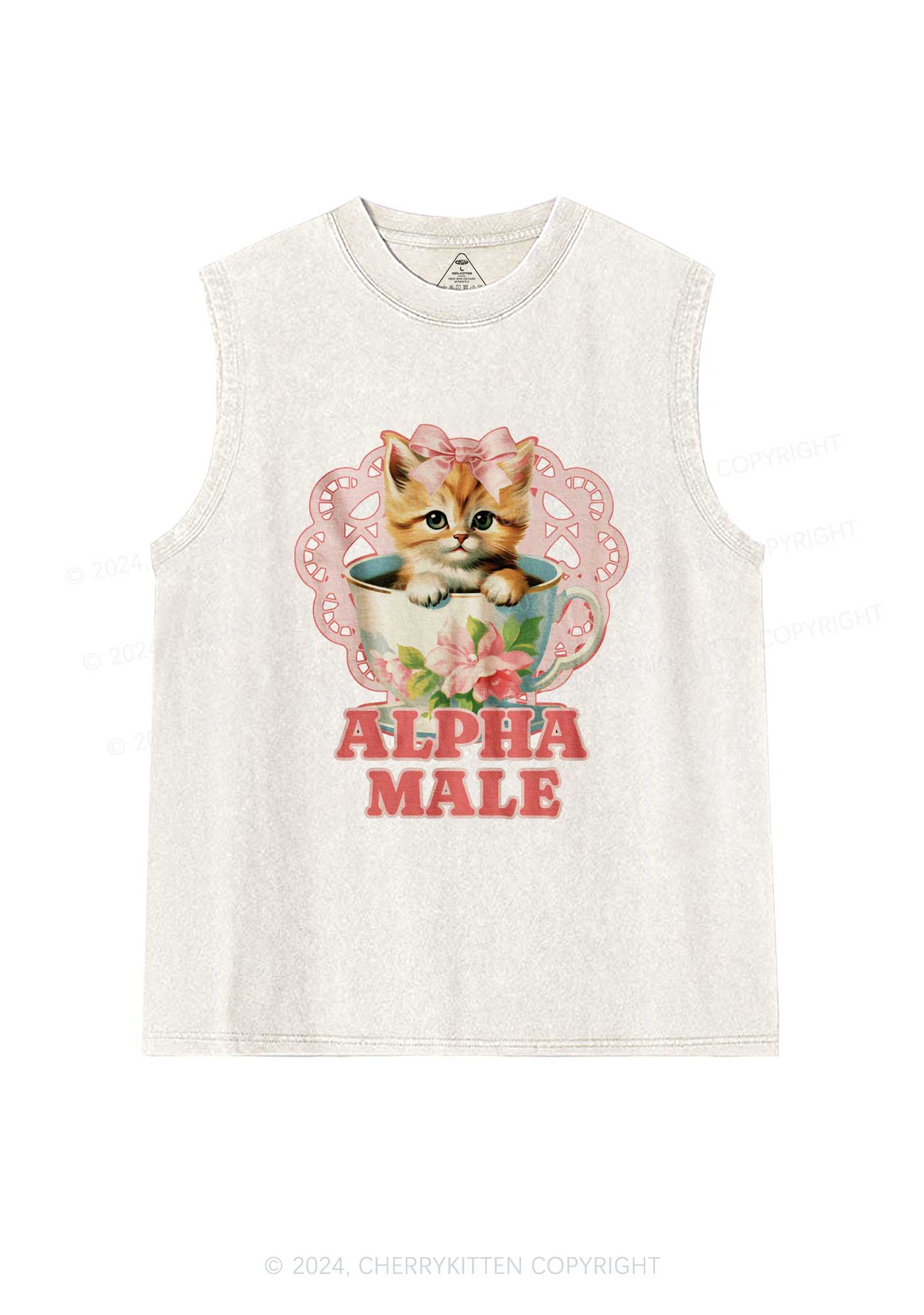 Alpha Male Cup Kitten Y2K Washed Tank Cherrykitten