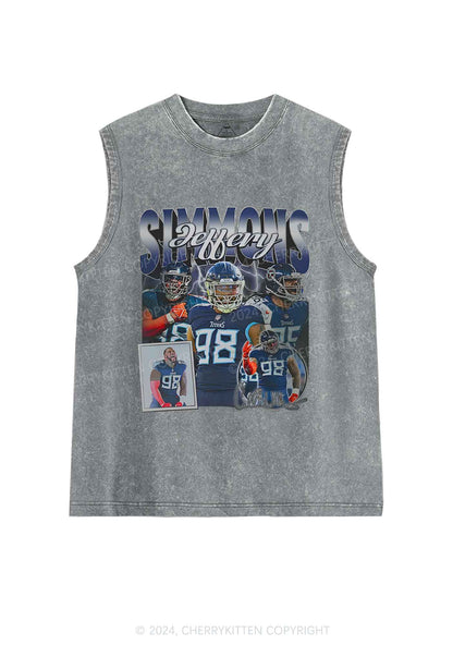 Blue JS Y2K Super Bowl Washed Tank Cherrykitten