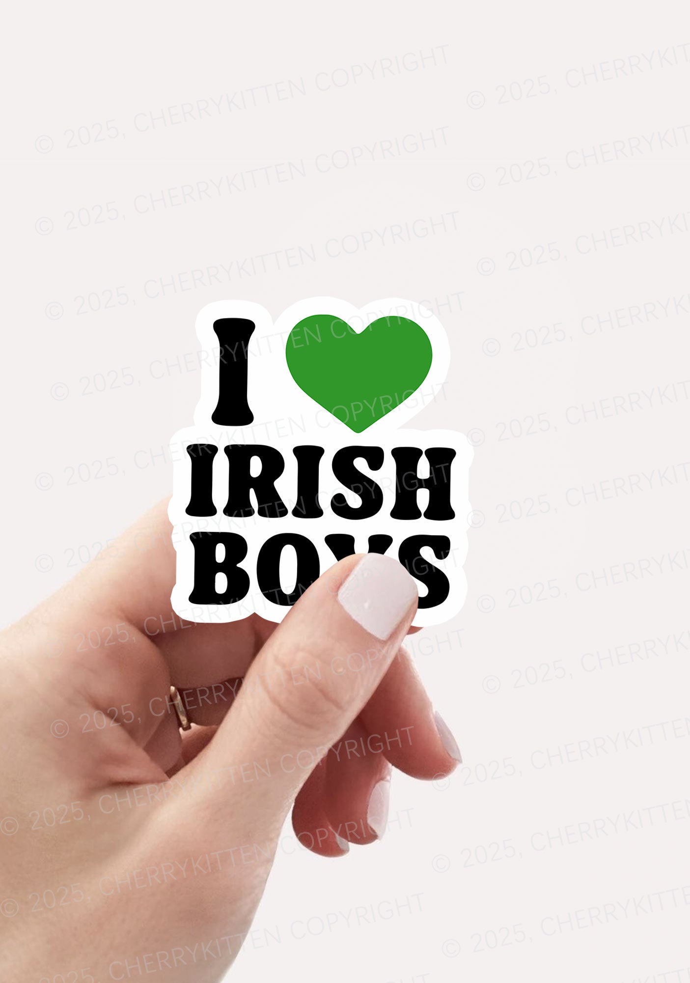 I Love Irish Boys St Patricks 1Pc Y2K Sticker Cherrykitten