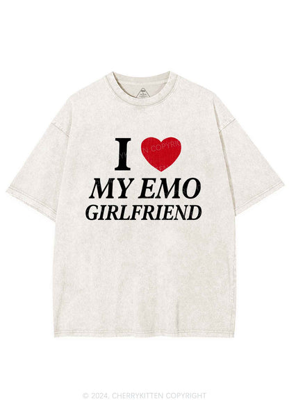 I Love My Emo GF Y2K Valentine's Day Washed Tee Cherrykitten