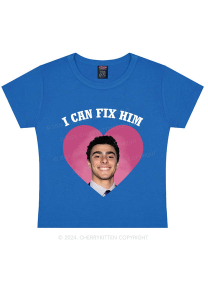 Fix Him Luigi Heart Y2K Baby Tee Cherrykitten