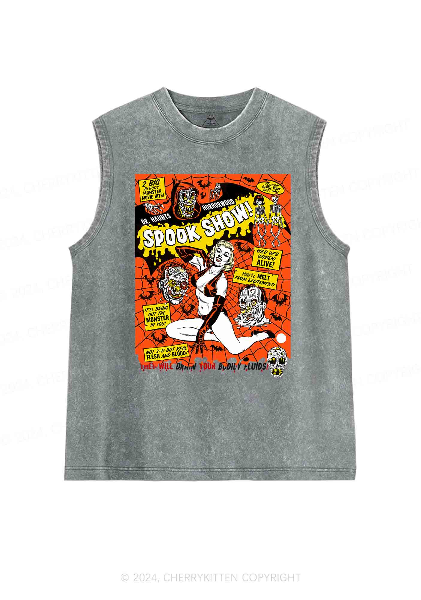 Halloween Blonde Spook Show Y2K Washed Tank Cherrykitten