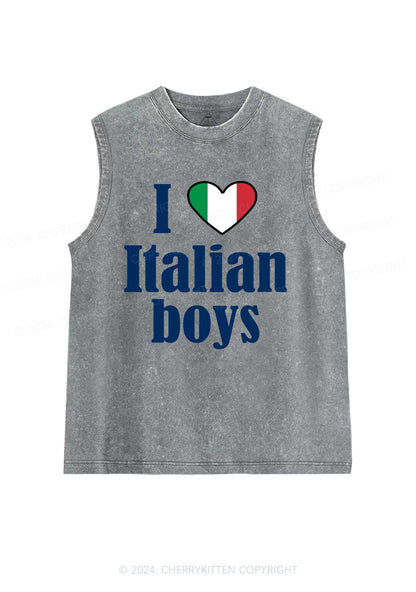 I Love Italian Boys Y2K Washed Tank Cherrykitten