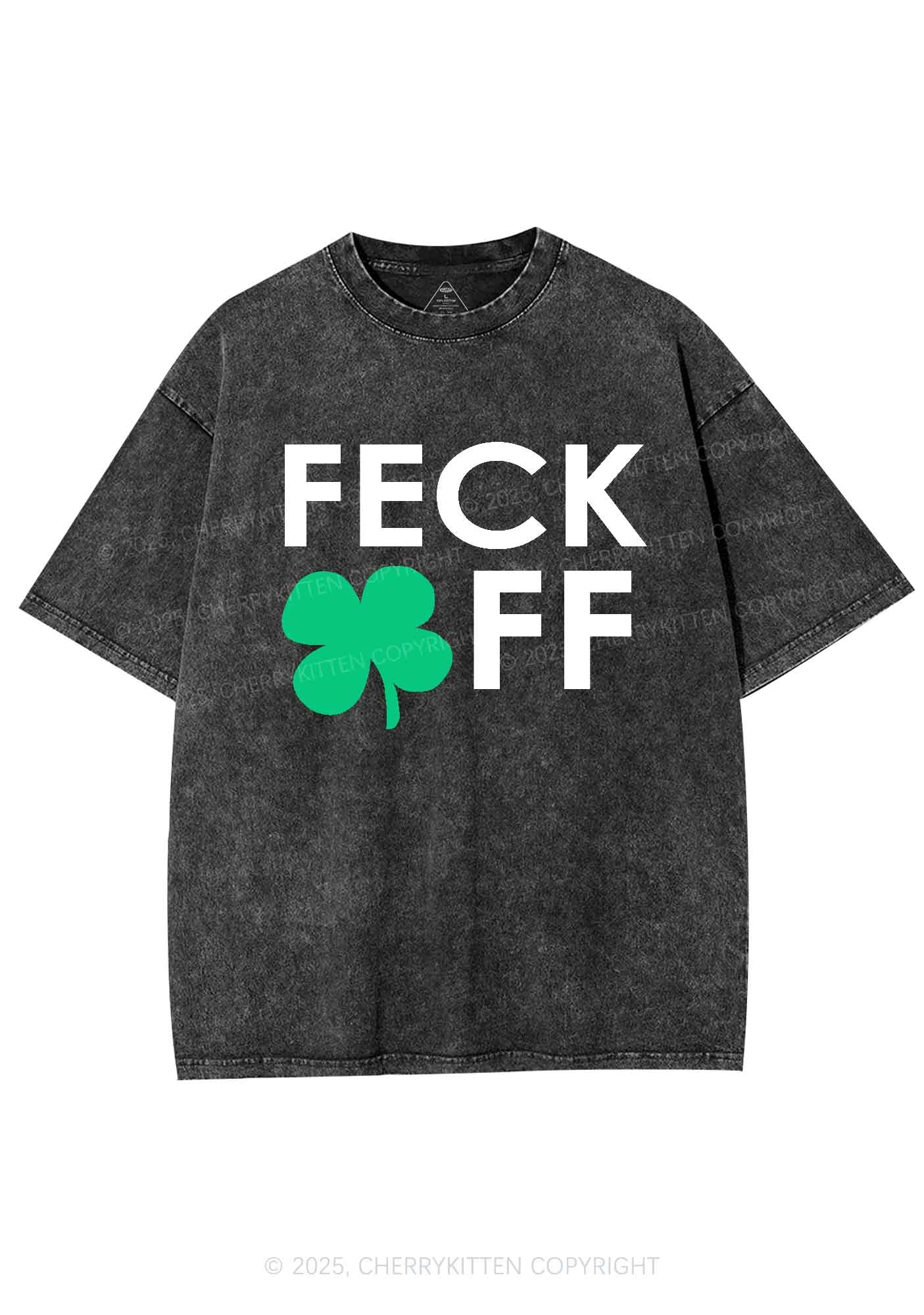 Feck Off St Patricks Y2K Washed Tee Cherrykitten