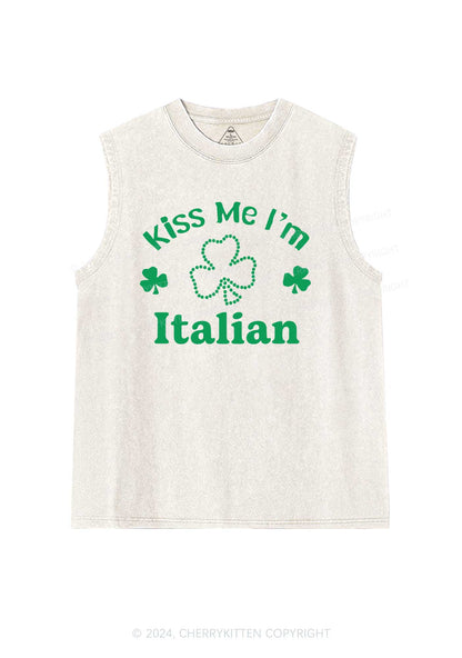 Kiss Me Im Italian St Patricks Y2K Washed Tank Cherrykitten