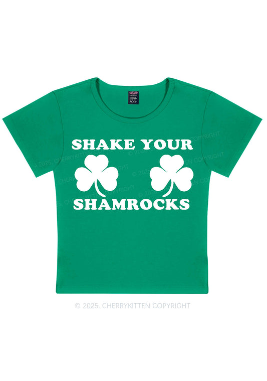 Shake Your Shamrocks St Patricks Y2K Baby Tee Cherrykitten