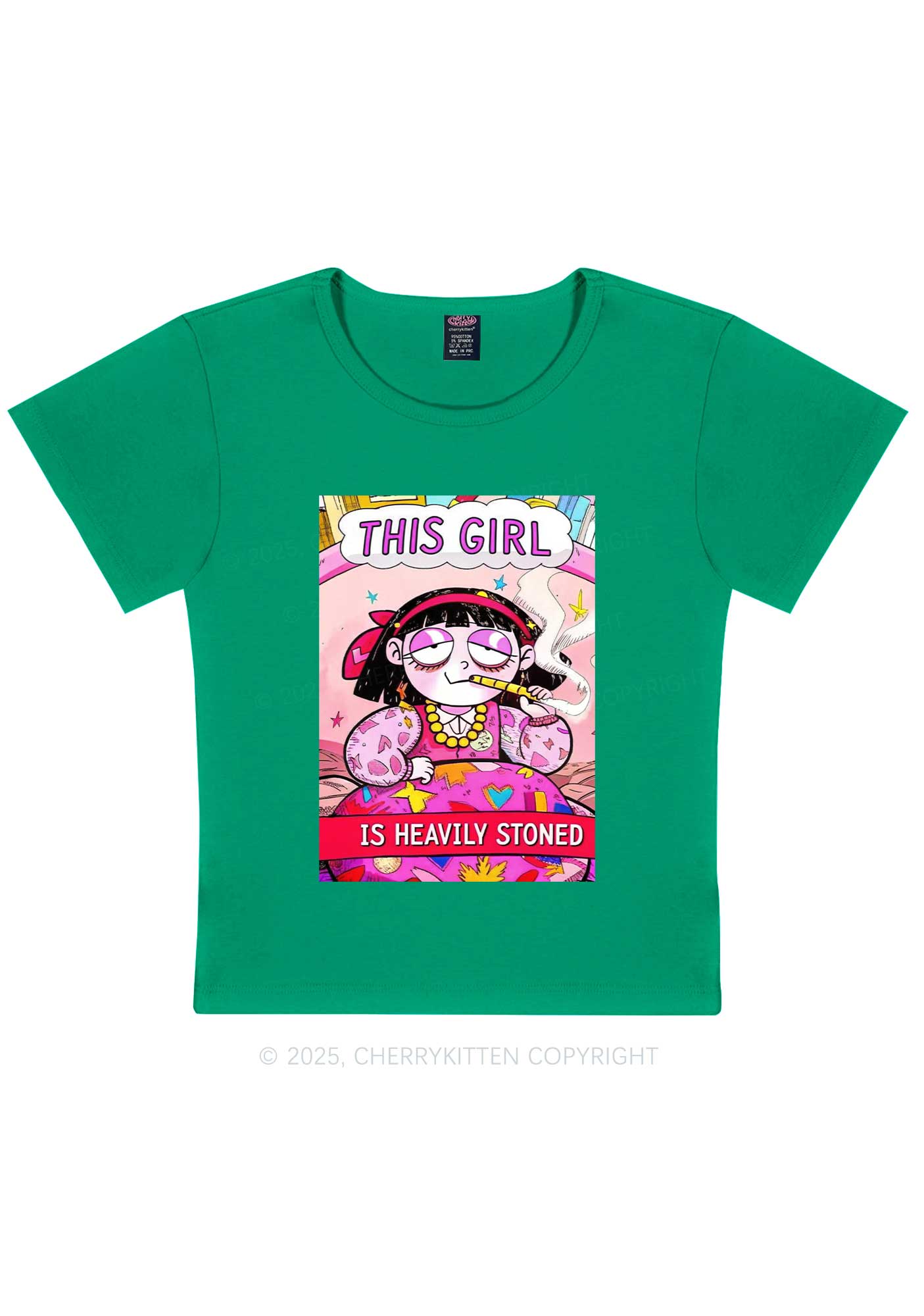 This Girl Is Heavily Stoned Y2K Baby Tee Cherrykitten