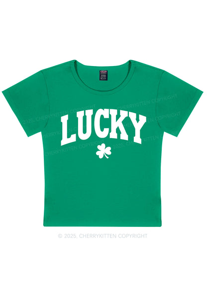 Lucky Shamrock St Patricks Y2K Baby Tee Cherrykitten