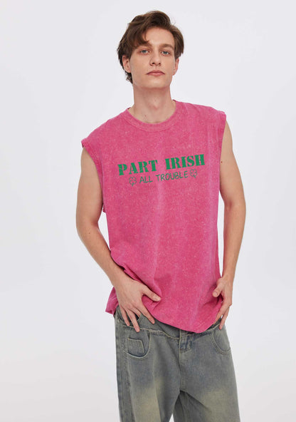 Part Irish All Trouble St Patricks Y2K Washed Tank Cherrykitten