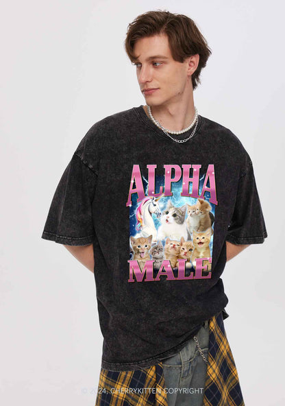 Kitten Unicorn Alpha Male Y2K Washed Tee Cherrykitten