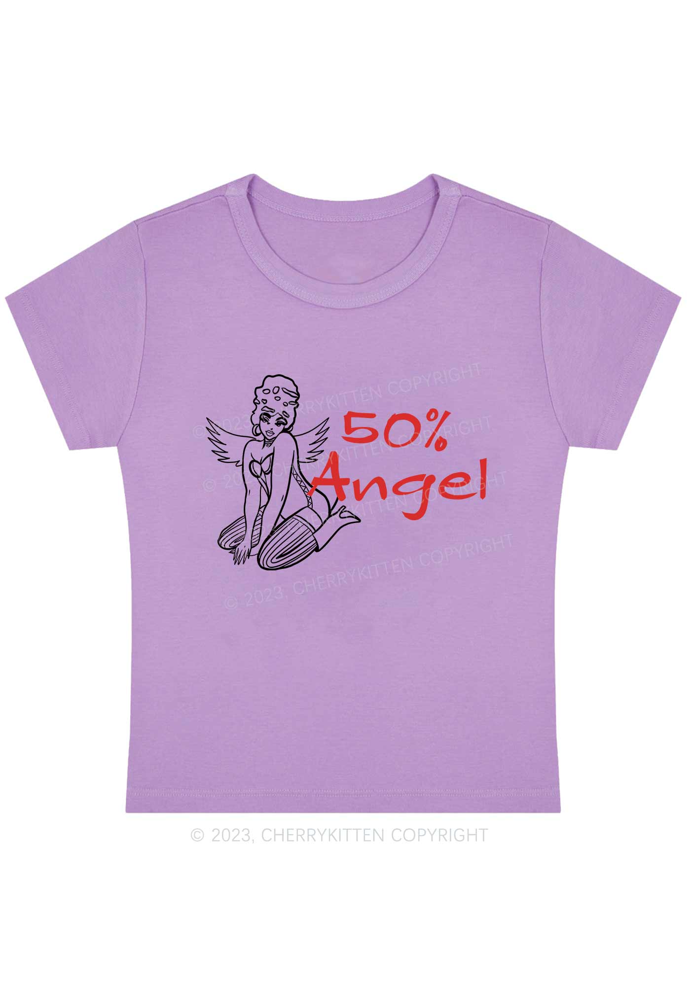 Curvy Fifty Percent Angel Y2K Baby Tee Cherrykitten