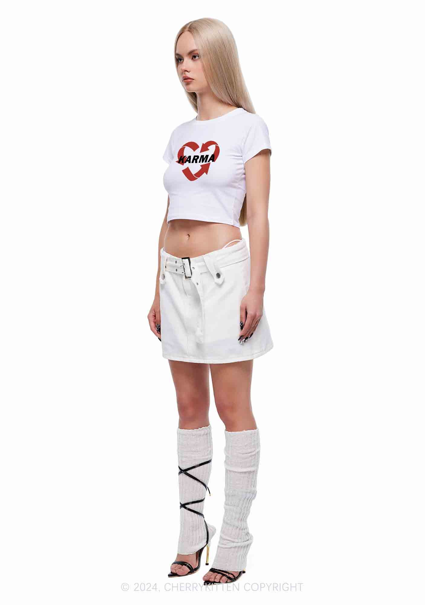 Karma Heart Y2K Baby Tee Cherrykitten