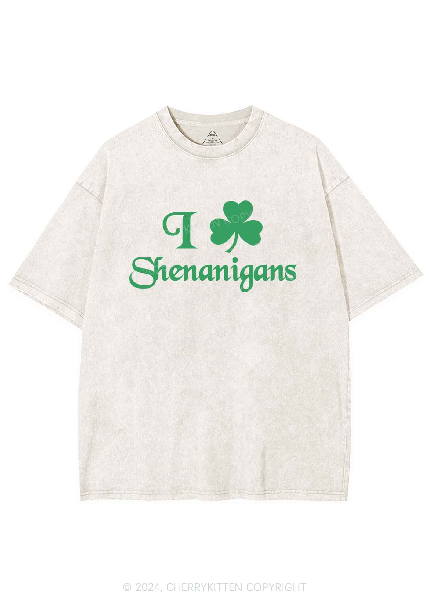 I Love Shenanigans St Patricks Y2K Washed Tee Cherrykitten