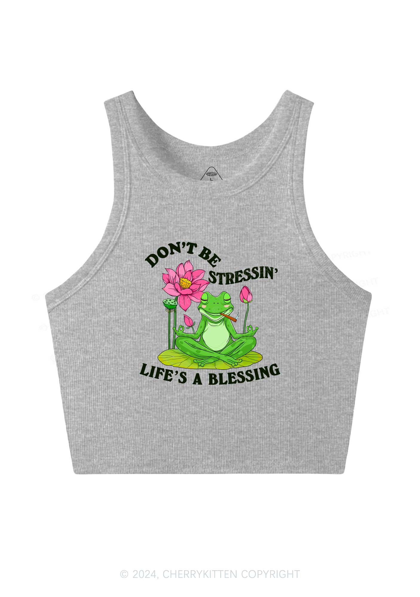 Dont Be Stressin Frog Y2K Crop Tank Top Cherrykitten