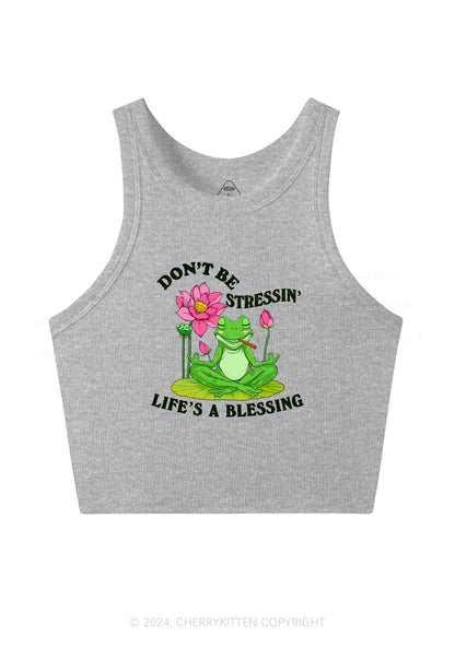 Dont Be Stressin Frog Y2K Crop Tank Top Cherrykitten