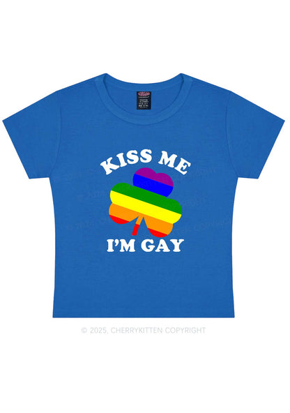 Kiss Me Im Gay St Patricks Y2K Baby Tee Cherrykitten