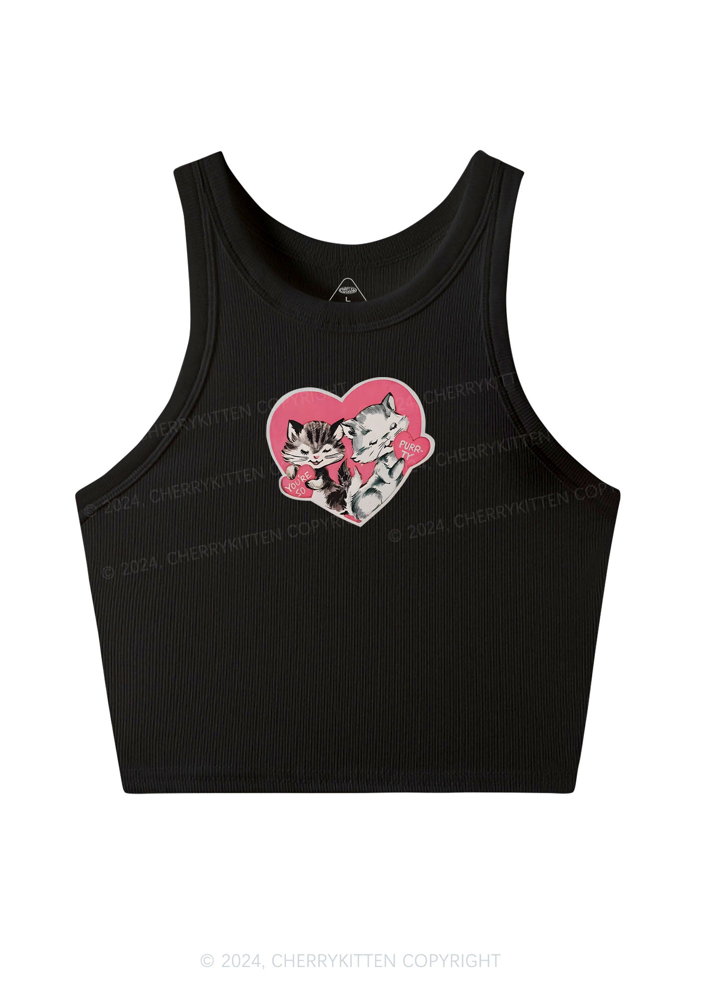 You Are So Purrty Y2K Valentine's Day Crop Tank Top Cherrykitten