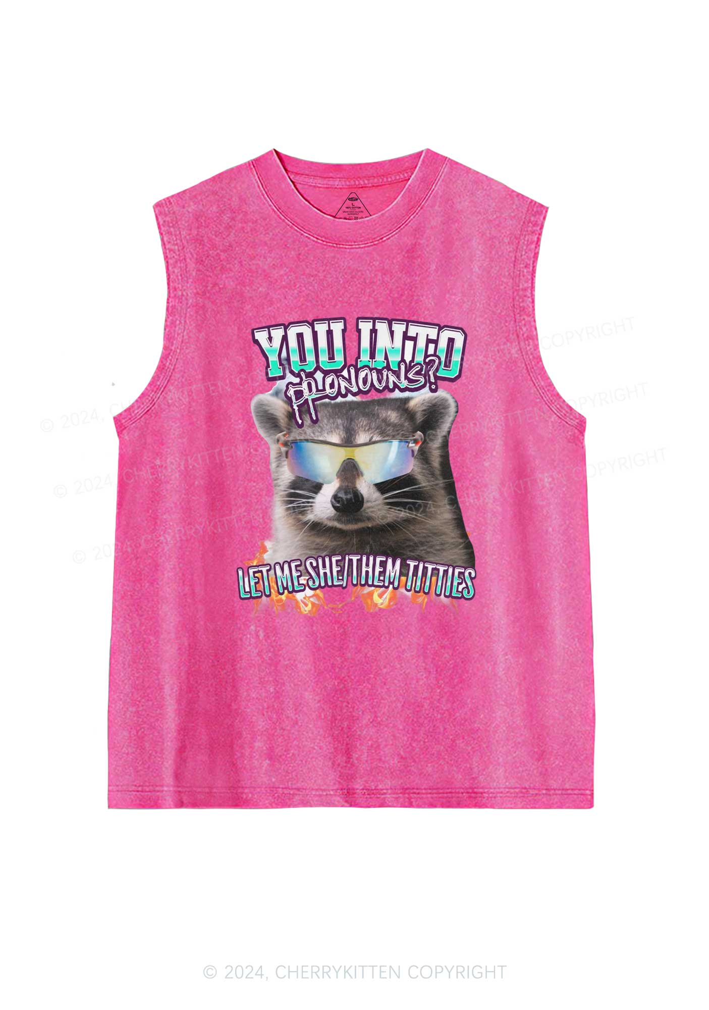 You Into Pronouns Y2K Washed Tank Cherrykitten