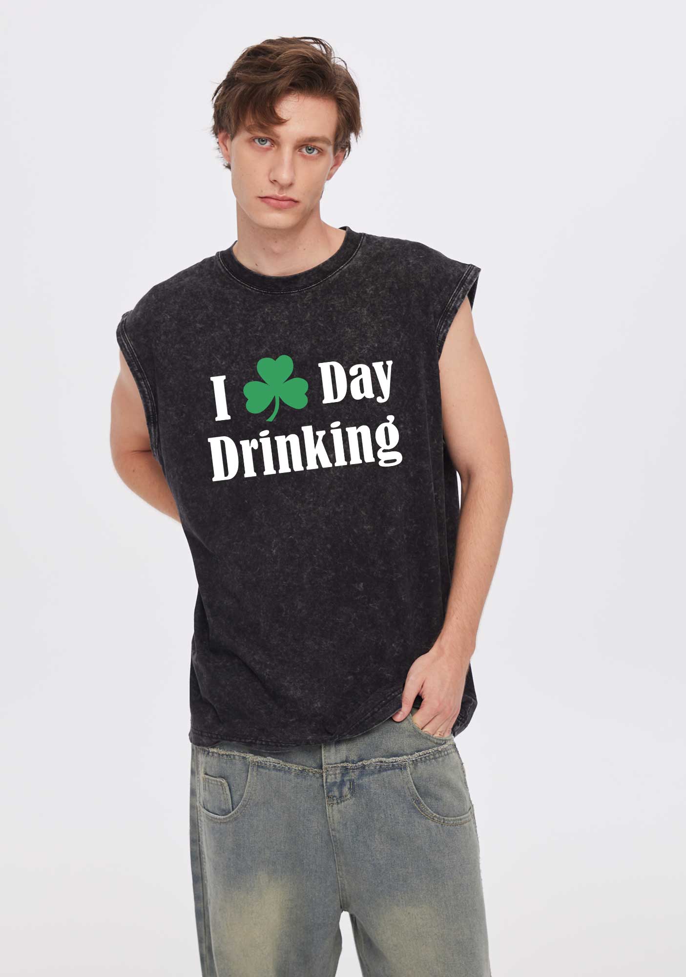 I Love Day Drinking St Patricks Y2K Washed Tank Cherrykitten