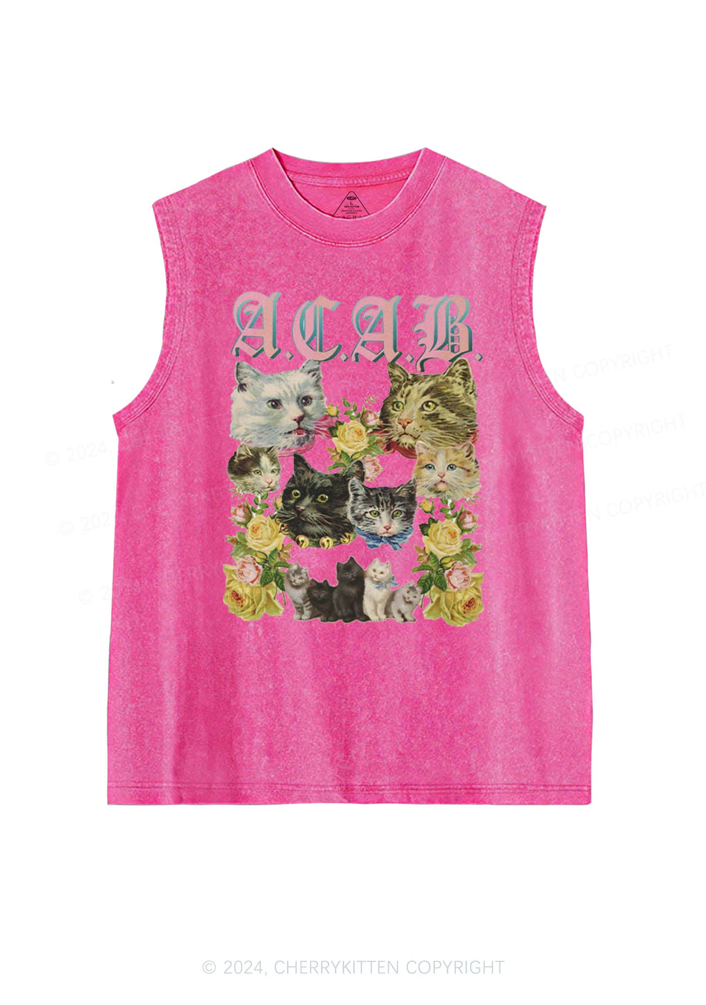 ACAB Cats Are Beautiful Y2K Washed Tank Cherrykitten