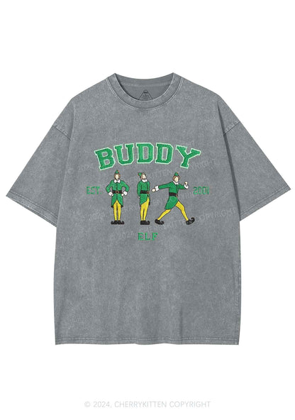 Christmas Elf Buddy Y2K Washed Tee Cherrykitten