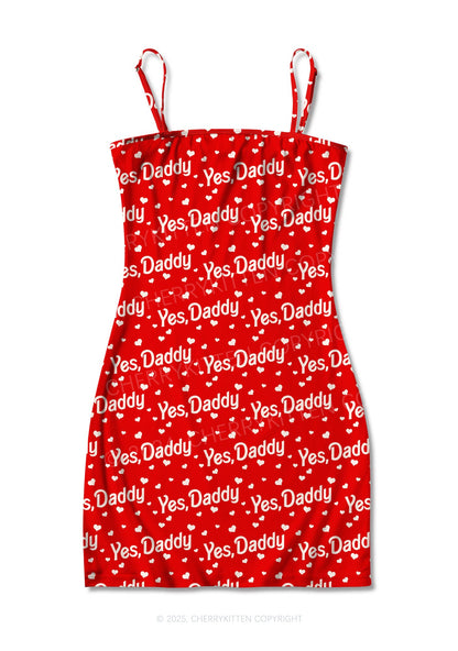 Yes Daddy Y2K Print Slip Dress Cherrykitten