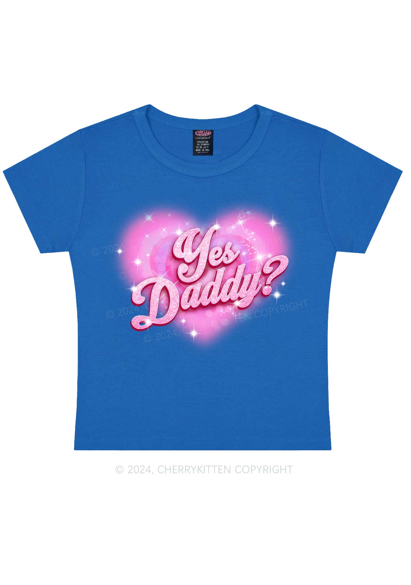 Pink Yes Daddy Y2K Valentine's Day Baby Tee Cherrykitten