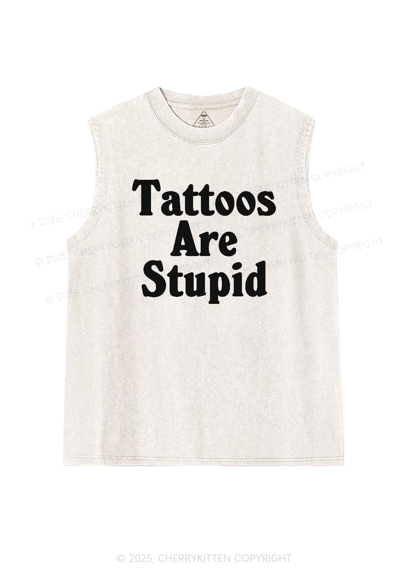 Tattoos Are Stupid Y2K Washed Tank Cherrykitten