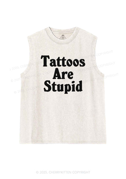 Tattoos Are Stupid Y2K Washed Tank Cherrykitten