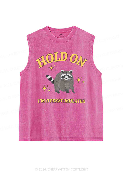 Hold On I'm Overstimulated Y2K Washed Tank Cherrykitten