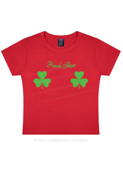 Pinch These St Patricks Y2K Baby Tee Cherrykitten