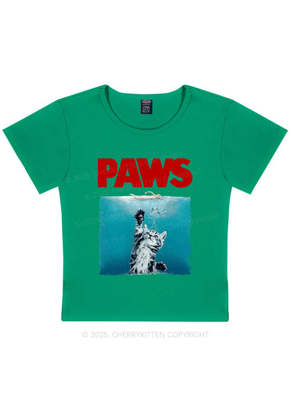 Paws Jaws Cat Y2K Baby Tee Cherrykitten