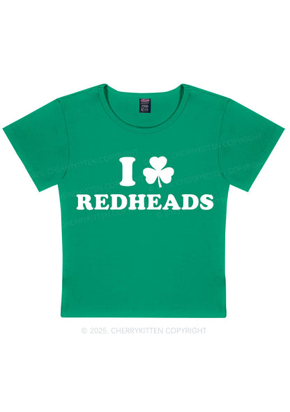 I Love Redheads St Patricks Y2K Baby Tee Cherrykitten