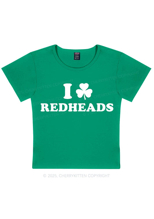 I Love Redheads St Patricks Y2K Baby Tee Cherrykitten