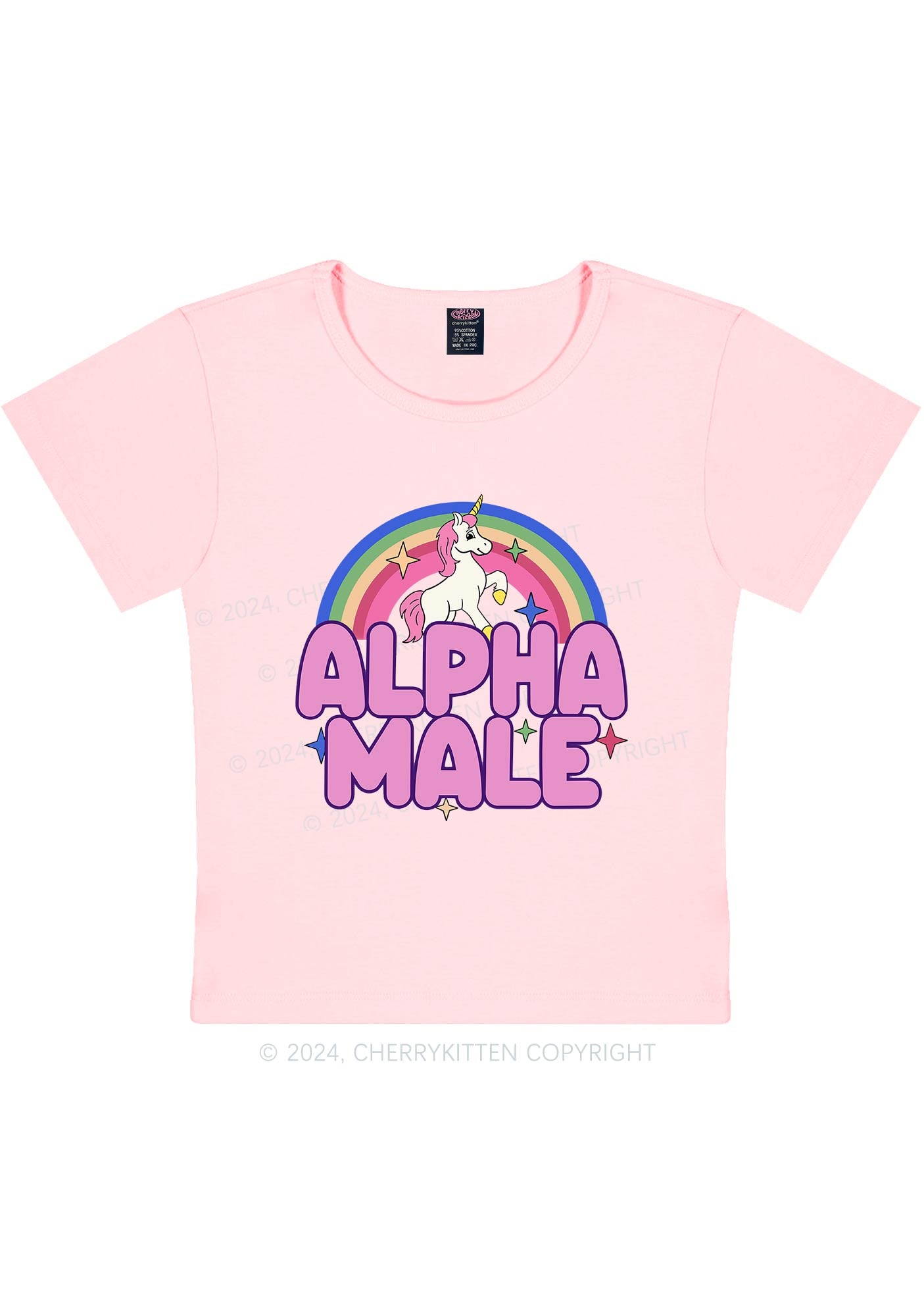 Rainbow Unicorn Alpha Male Y2K Baby Tee Cherrykitten