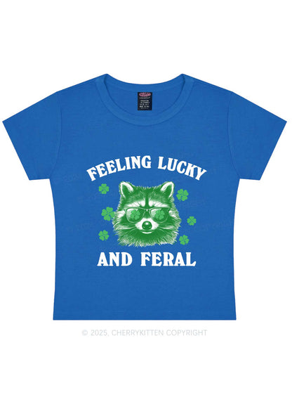 Feeling Lucky And Feral St Patricks Y2K Baby Tee Cherrykitten