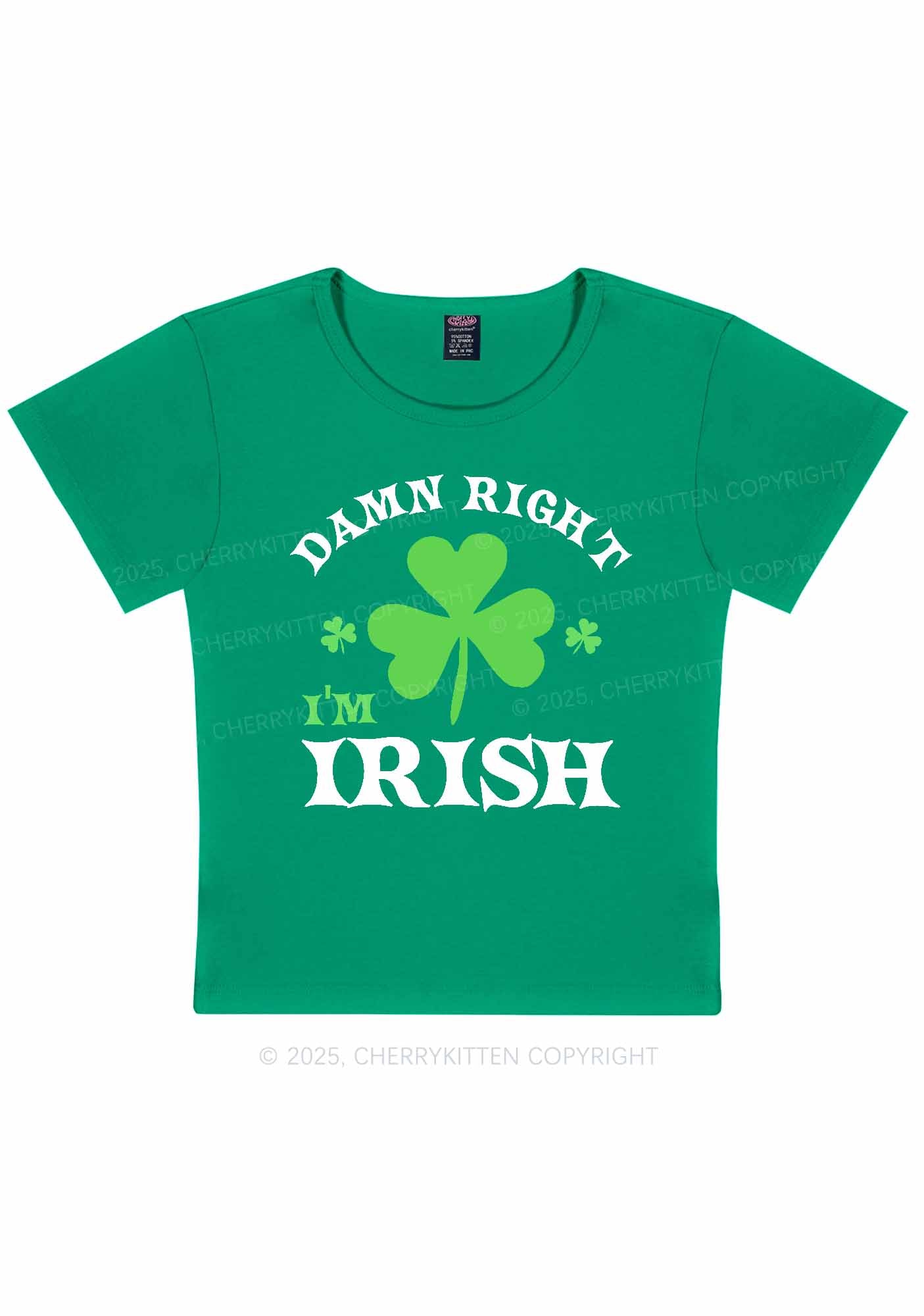 Damn Right Im Irish St Patricks Y2K Baby Tee Cherrykitten