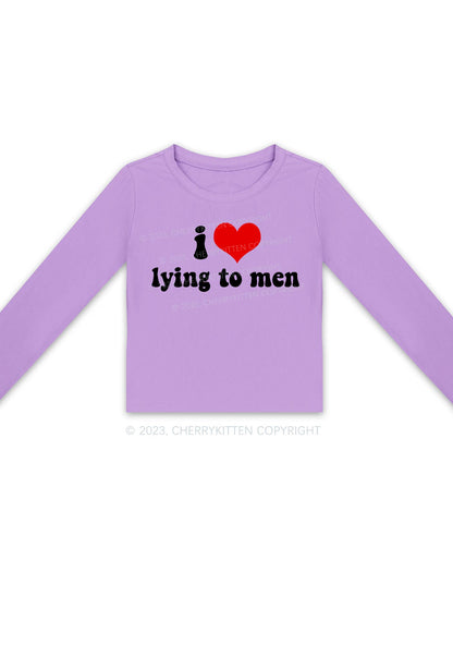 I Love Lying To Men Y2K Long Sleeve Crop Top Cherrykitten