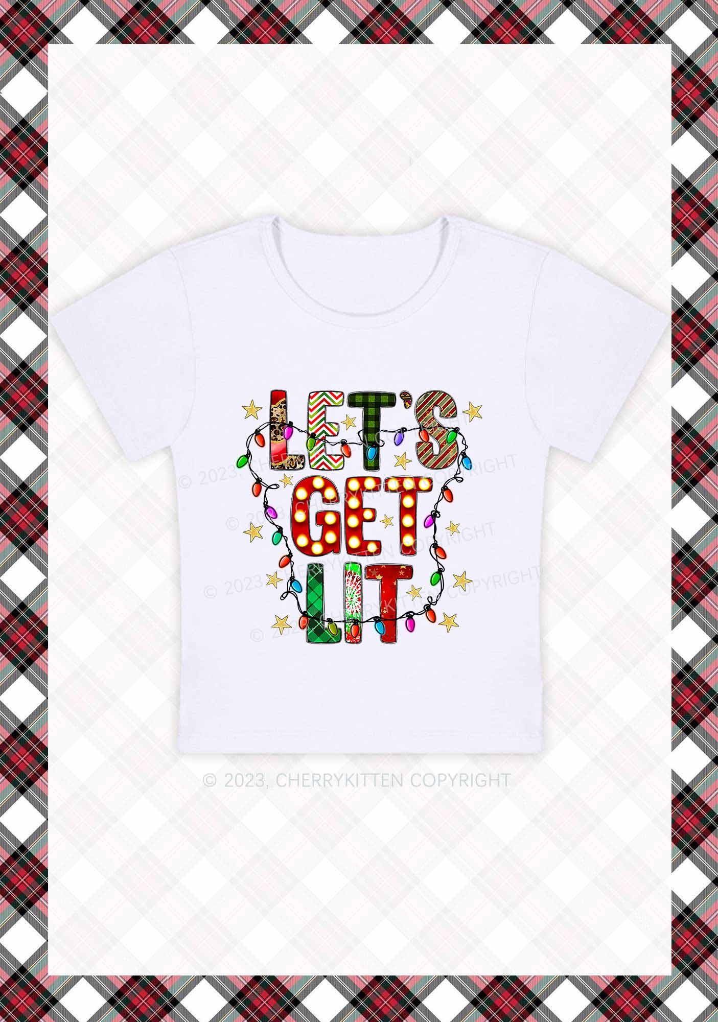 Let's Get Lit Christmas Baby Tee Cherrykitten