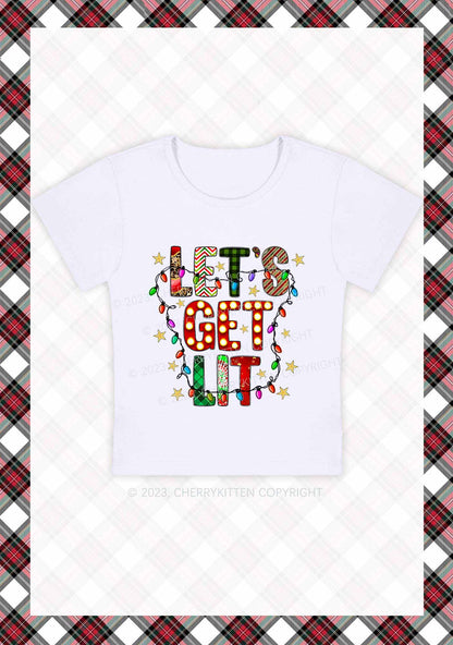 Let's Get Lit Christmas Baby Tee Cherrykitten