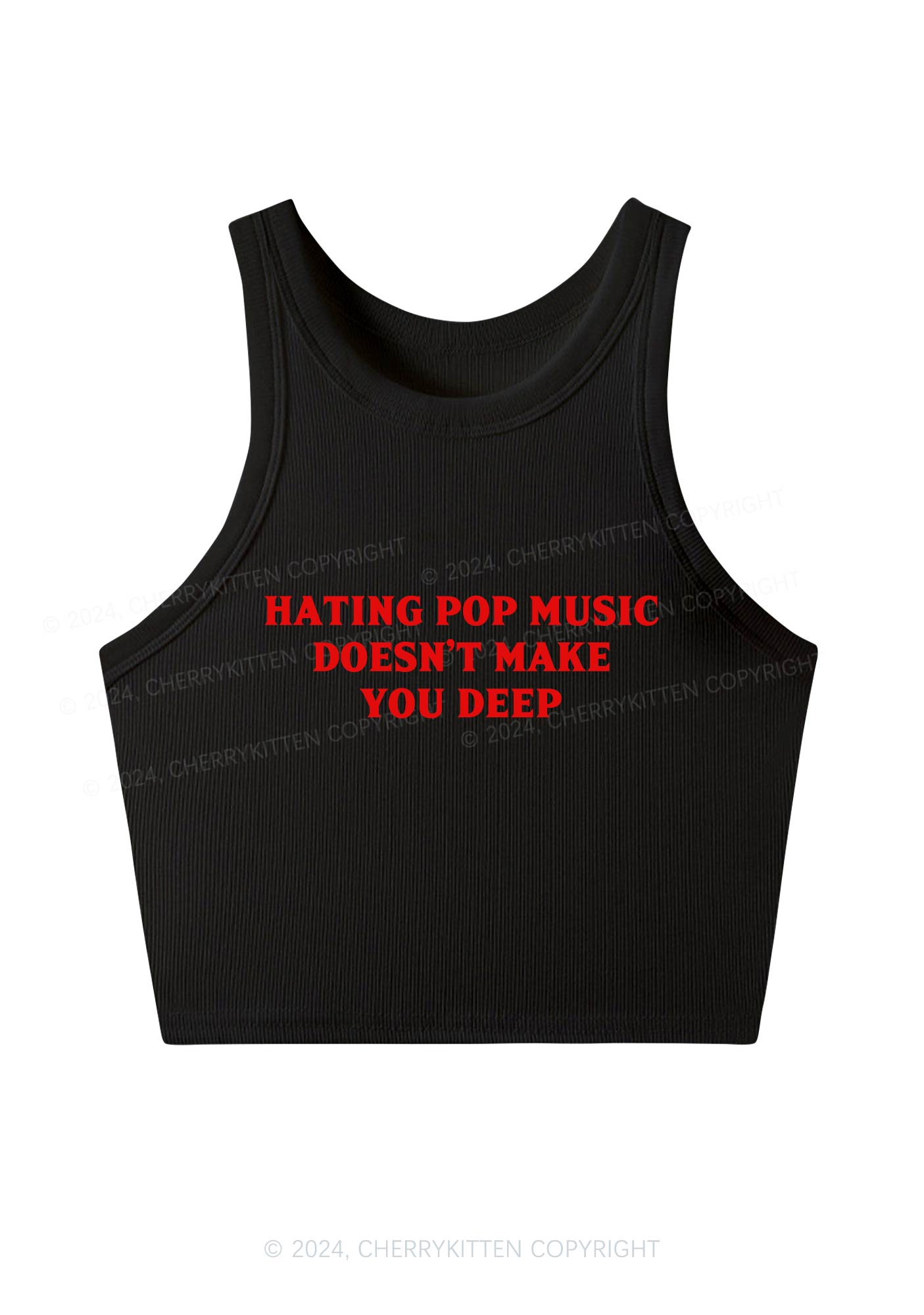 Hating Pop Music Y2K Crop Tank Top Cherrykitten