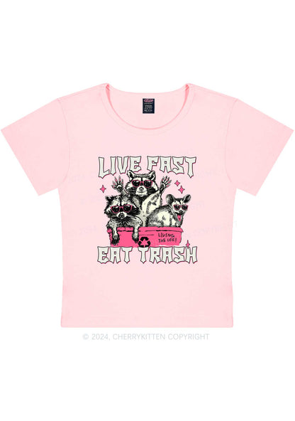 Live Fast Eat Trash Y2K Baby Tee Cherrykitten