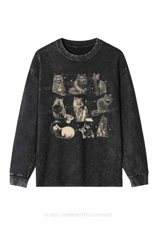 Retro Kitten Y2K Washed Long Sleeves Cherrykitten