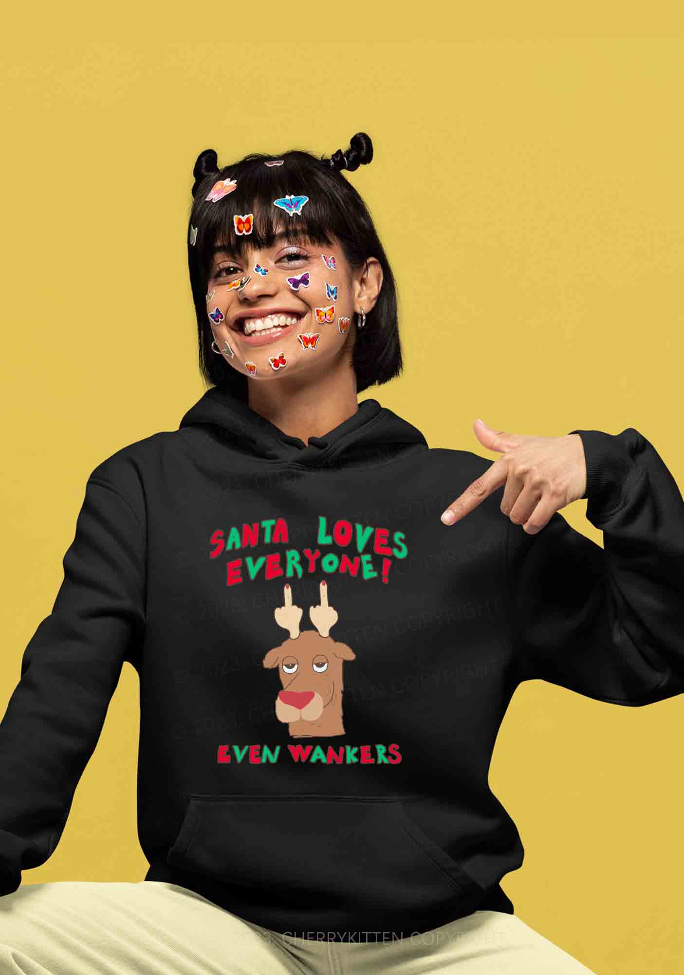 Santa Loves Everyone Christmas Y2K Hoodie Cherrykitten