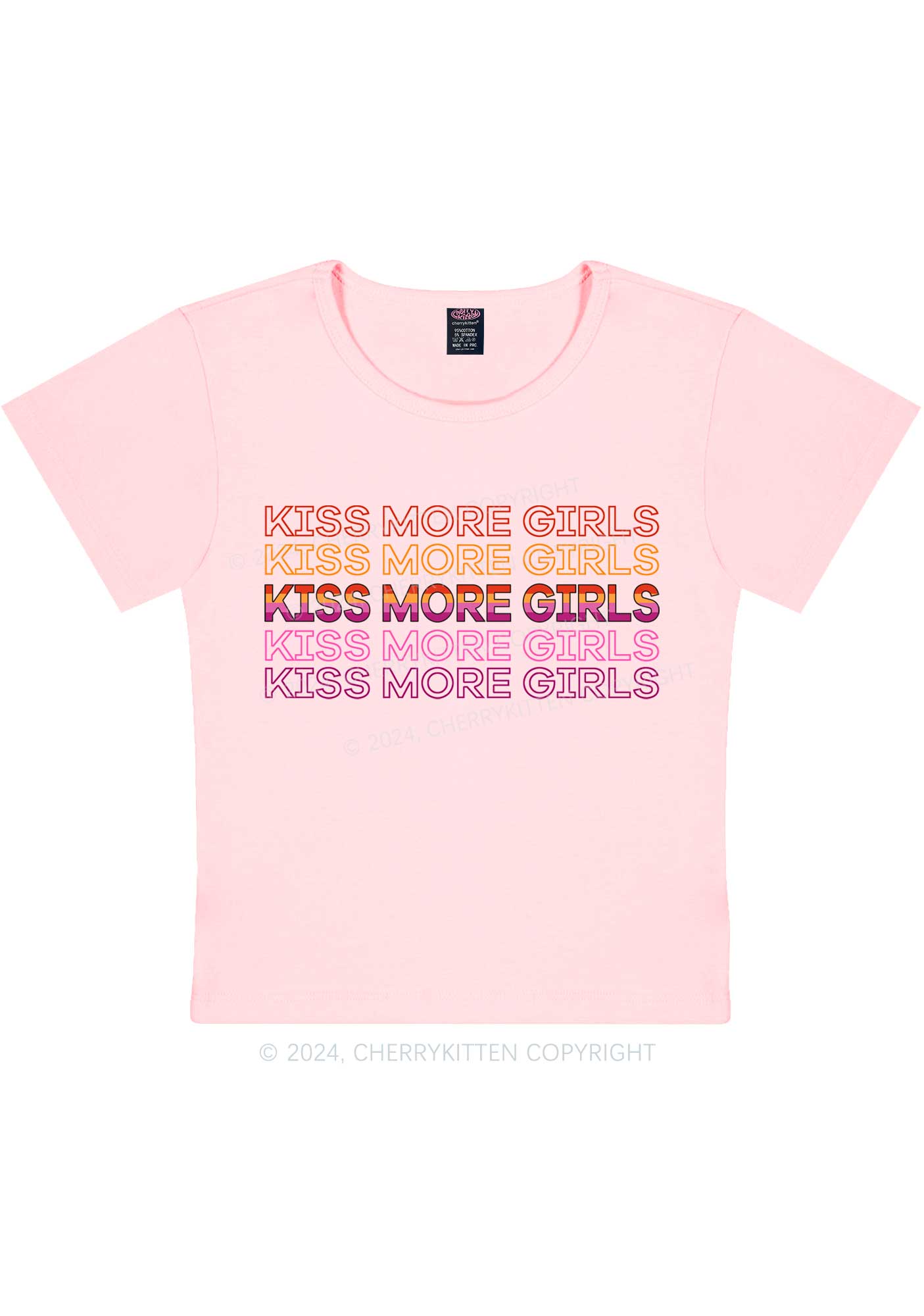 Kiss More Girls Y2K Baby Tee Cherrykitten