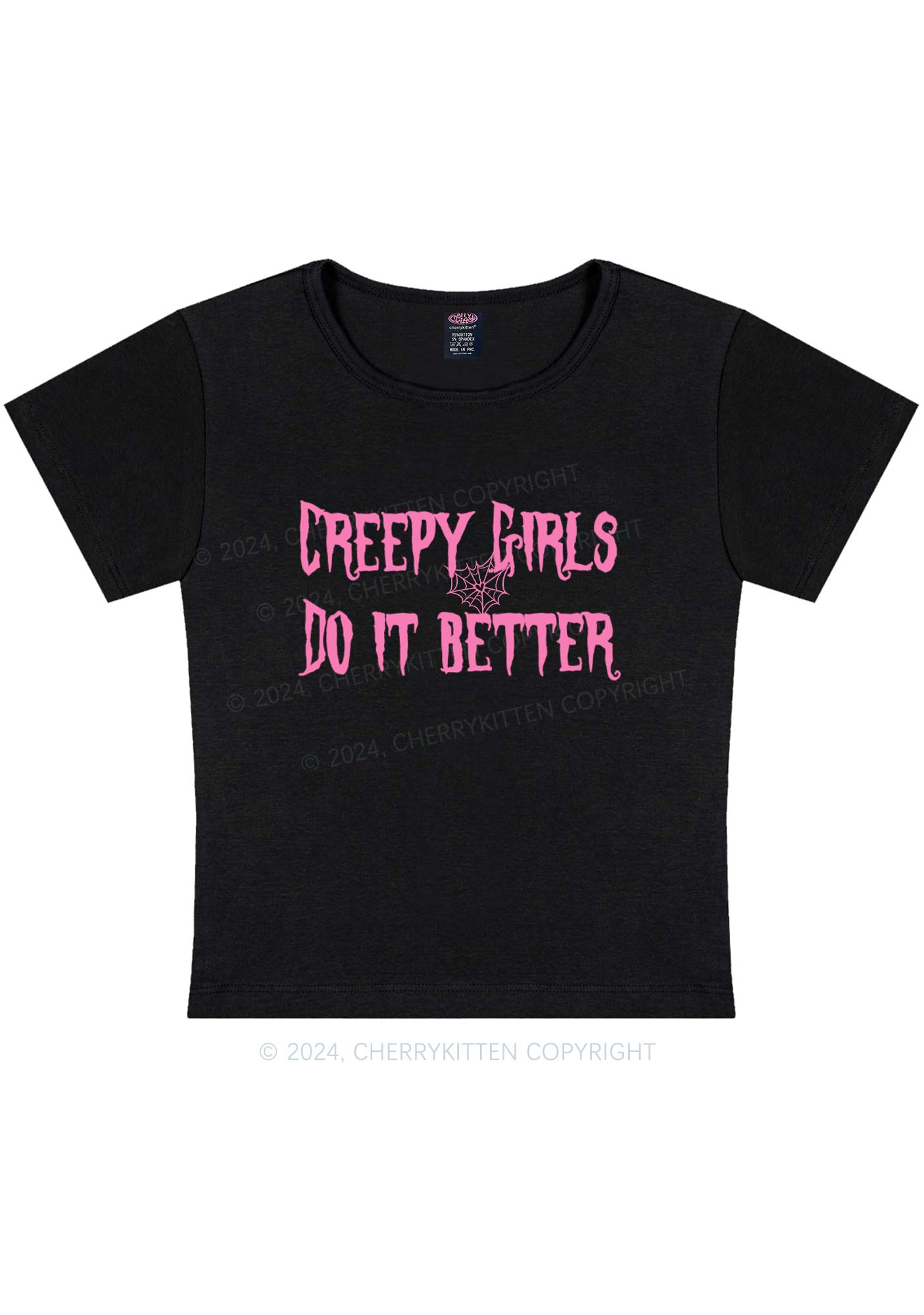 Creepy Girls Y2K Baby Tee Cherrykitten