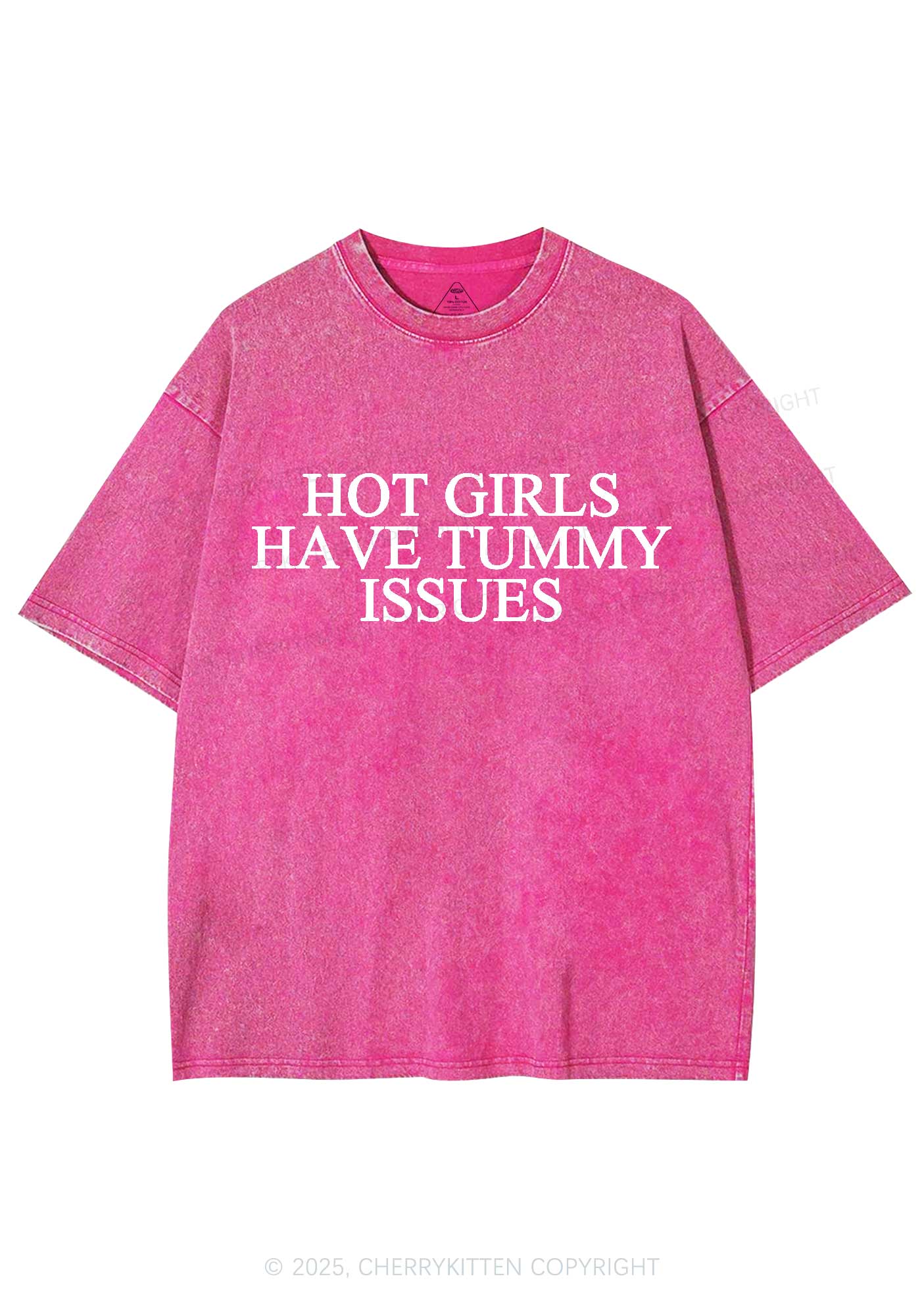 Hot Girls Have Tummy Issues Y2K Washed Tee Cherrykitten